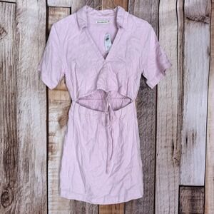 Abercrombie & Fitch Dress Cutout Mini Linen Blend Purple Resort XS Petite NWT